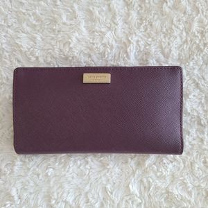 Kate Spade Deep Plum Saffiano Leather Bifold Wallet